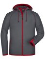 Heren Hoodie Fleece Vest James&Nicholson JN571 Carbon-Rood